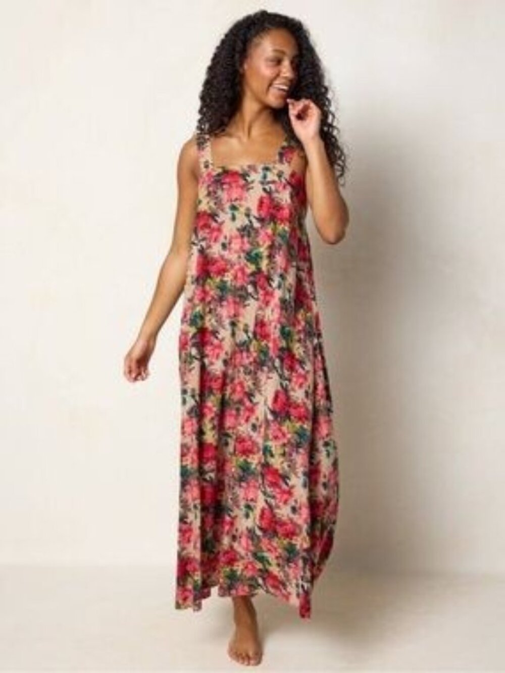Natural Life Lennox Maxi Dress in Red and Pink Floral